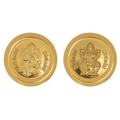 Diviniti 24K Gold Plated Laxmi & Ganesha Coin (18mm)