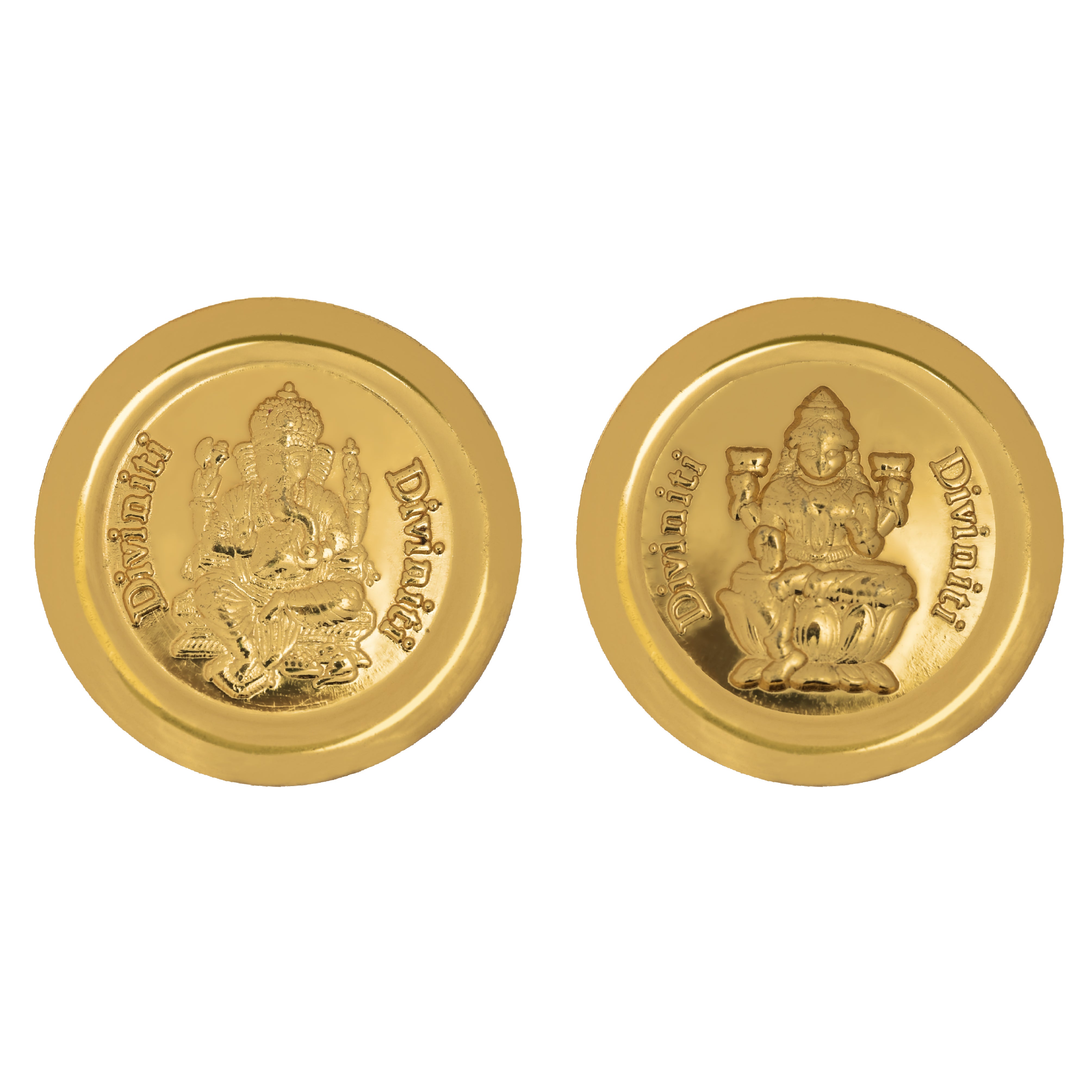 Diviniti Luxurious Gold Coin Laxmi Ganesha 24K Gold Coin 18mm