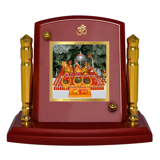 Diviniti 24K Gold Plated Vaishno Devi Photo Frame for Car Dashboard, Home Decor, Tabletop, Puja Room, Showpiece and Gift  MDF1BP+ (6.5x5.5 CM)