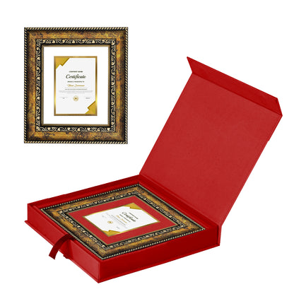 DIVINITI 24K Gold Plated Foil Customized Certificate on Frame DG Frame with Personalized Certificate for Home & Office Decor Academic Success DG 113 Size 1 (17.7x15.9 CM)