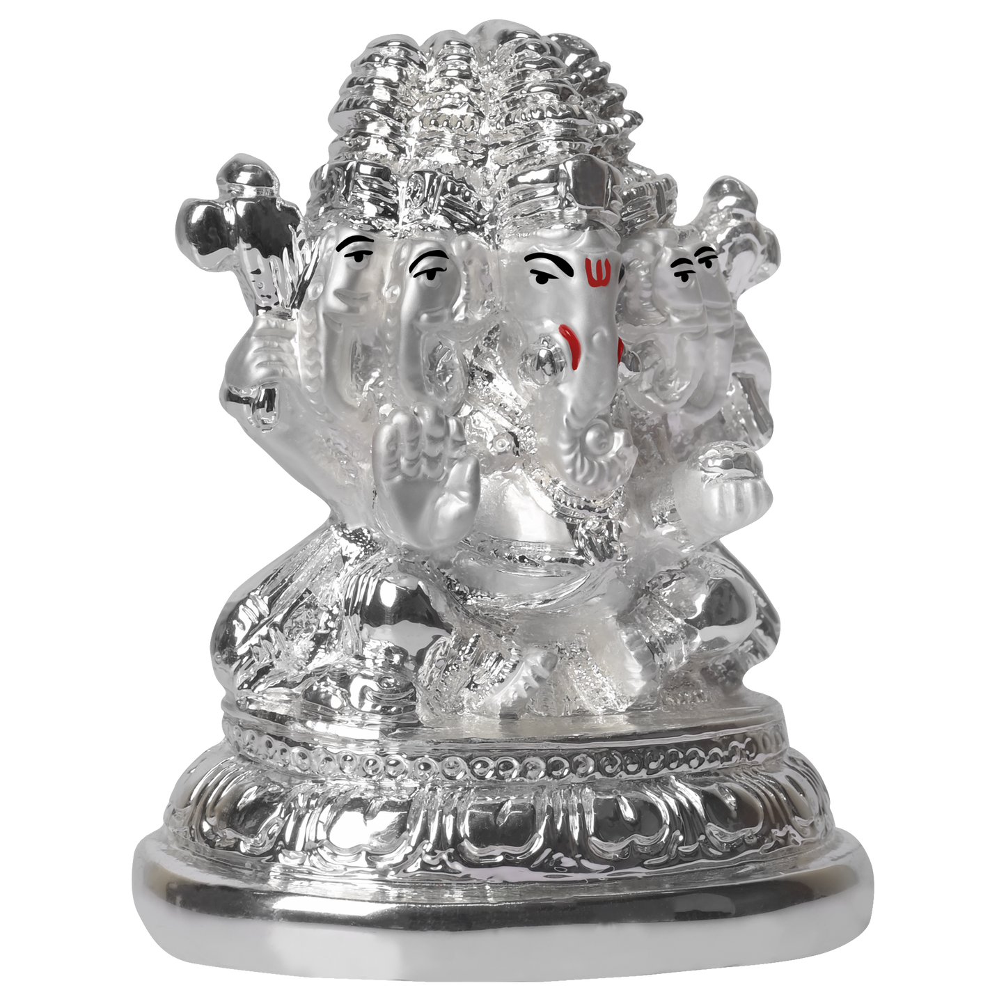 DIVINITI 999 Silver Plated Lord Panchmukhi Ganesha Idol Statue For Home Decor, Office, Temple, Table Deco, Puja Room, Gift (7x5x8.4 CM)