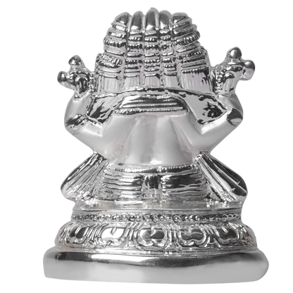 DIVINITI 999 Silver Plated Lord Panchmukhi Ganesha Idol Statue For Home Decor, Office, Temple, Table Deco, Puja Room, Gift (7x5x8.4 CM)