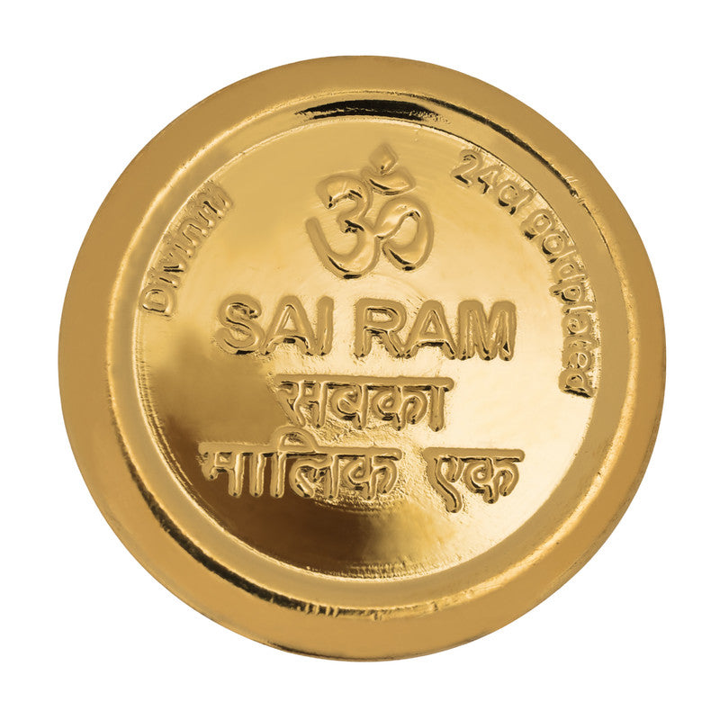 Diviniti 24K Gold Plated Sai & Om Coin (18mm)