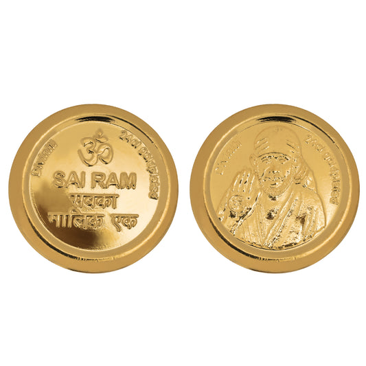 Diviniti 24K Gold Plated Sai & Om Coin (18mm)