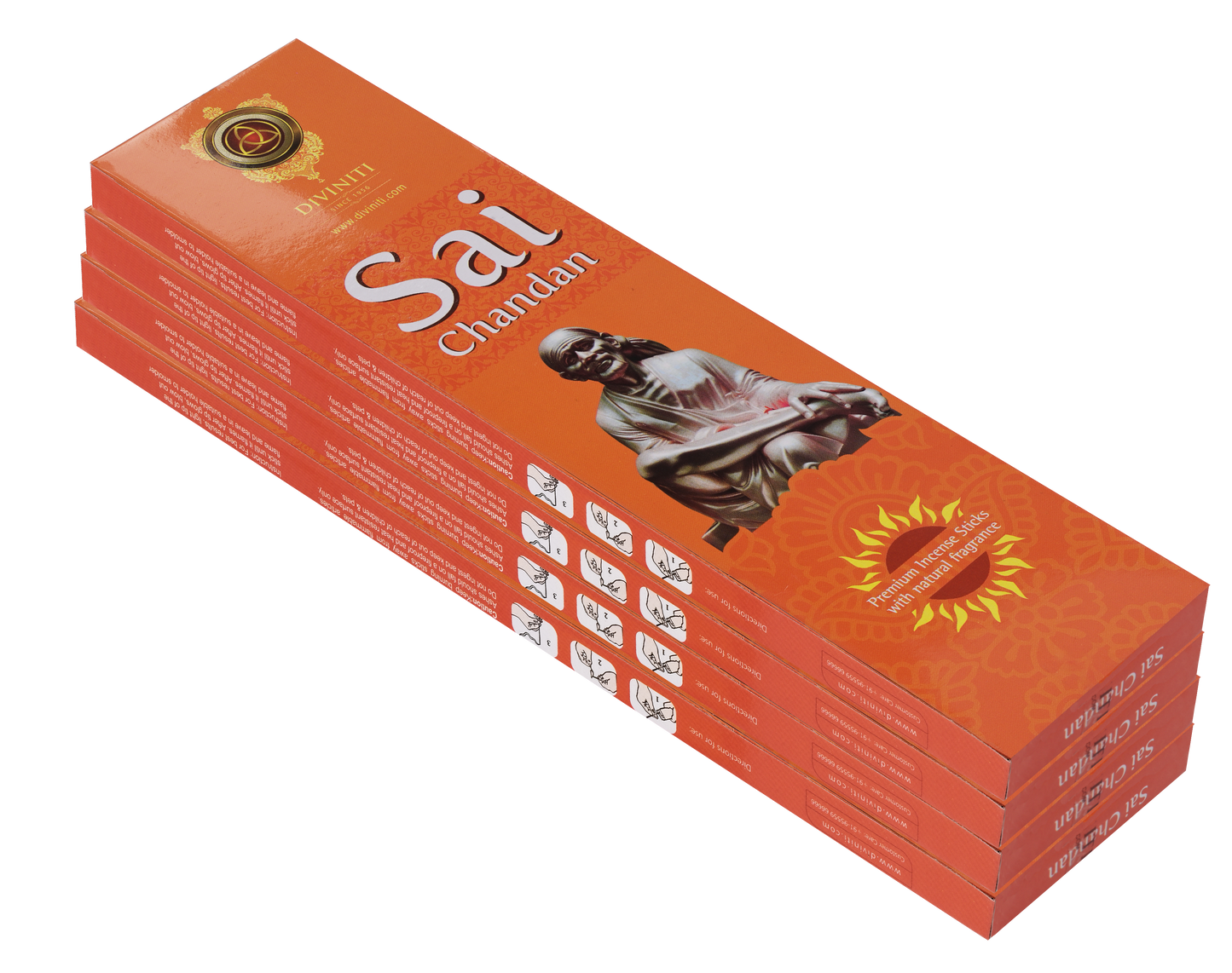 Diviniti Sai Chandan Incense Sticks| Incense Stick with Natural Fragrance| Sai Chandan Fragrance for Long-Lasting Aroma| Charcoal Free, 100% Natural (25GM X 12)