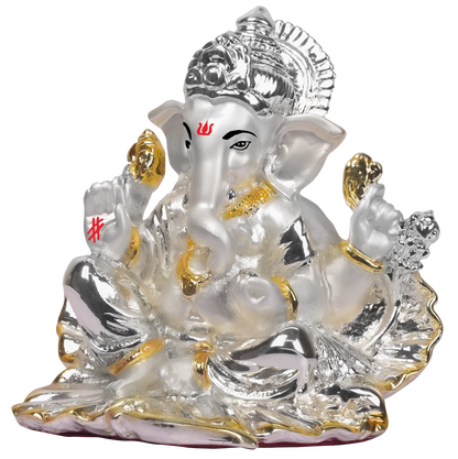 Diviniti Lord Ganesha Idol for Home Decor| 999 Silver Plated Sculpture of Ganesha in Seep| Idol for Home, Office, Temple & Table Decoration| Religious Idol For Prayer, Gift