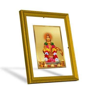 DIVINITI 24K Gold Plated Foil Ayyappan Ji Wooden Photo Frame Idol for Puja Room, Home Decor, Wall Hanging, Workshop, Gift | DG101 Size 2 (22.6x18.4 CM)