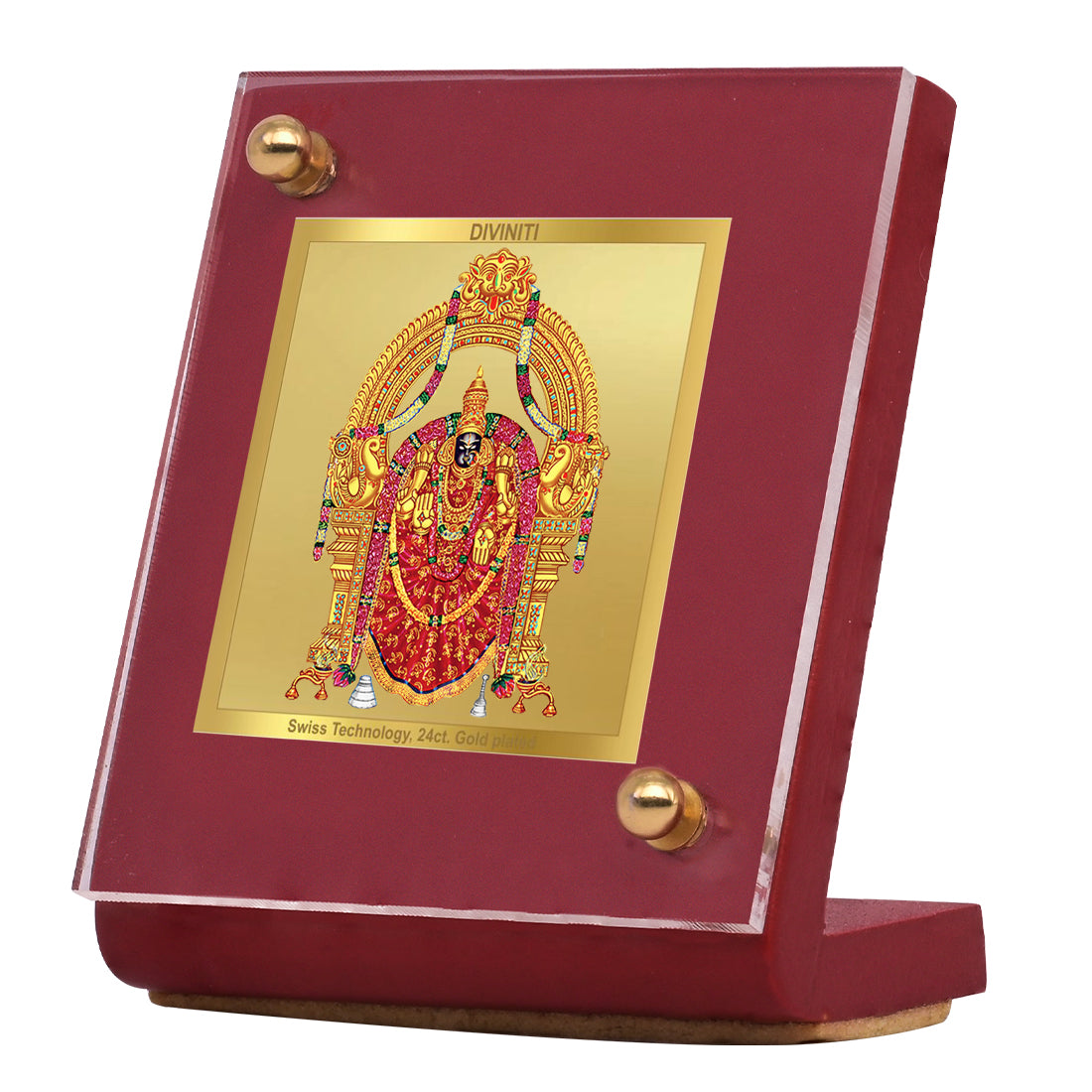 Diviniti 24K Gold Plated Padmavathi Frame For Car Dashboard, Home Decor, Table Top (5.5 x 6.5 CM)