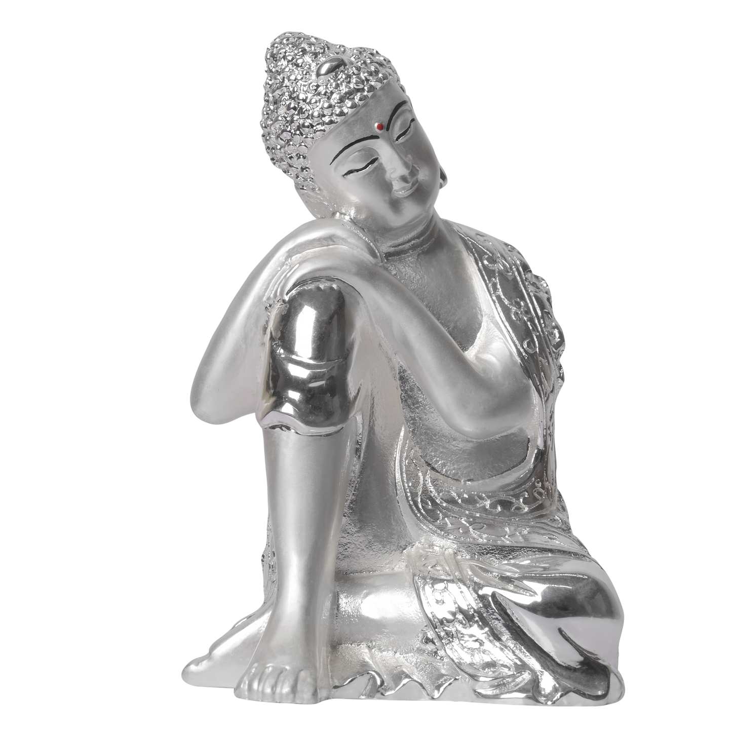 Diviniti Buddha Idol for Home Decor| 999 Silver Plated Sculpture of Sleeping Buddha| Idol for Home, Office, Temple and Table Decoration| Religious Idol For Pooja, Gift