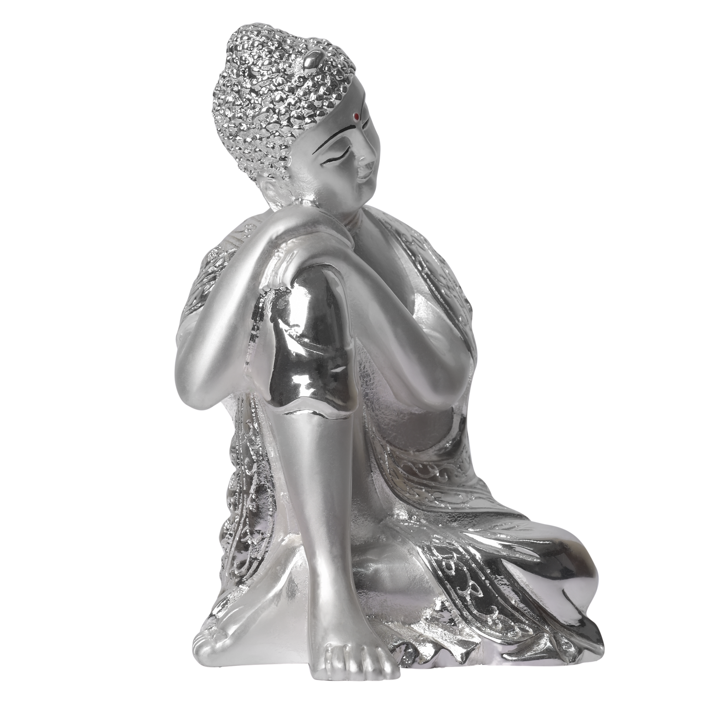 Diviniti Buddha Idol for Home Decor| 999 Silver Plated Sculpture of Sleeping Buddha| Idol for Home, Office, Temple and Table Decoration| Religious Idol For Pooja, Gift