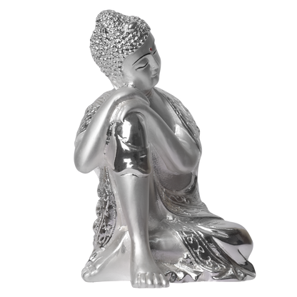 Diviniti Buddha Idol for Home Decor| 999 Silver Plated Sculpture of Sleeping Buddha| Idol for Home, Office, Temple and Table Decoration| Religious Idol For Pooja, Gift