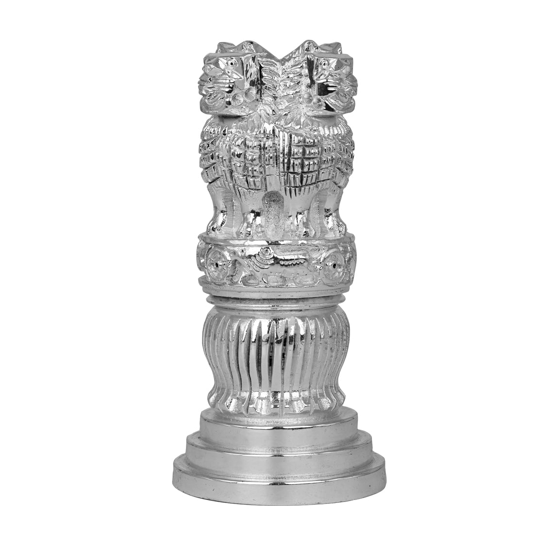 DIVINITI 999 Silver Plated Ashok Stambh Idol For Home Decor, Office Desk, Table Decor, Gift