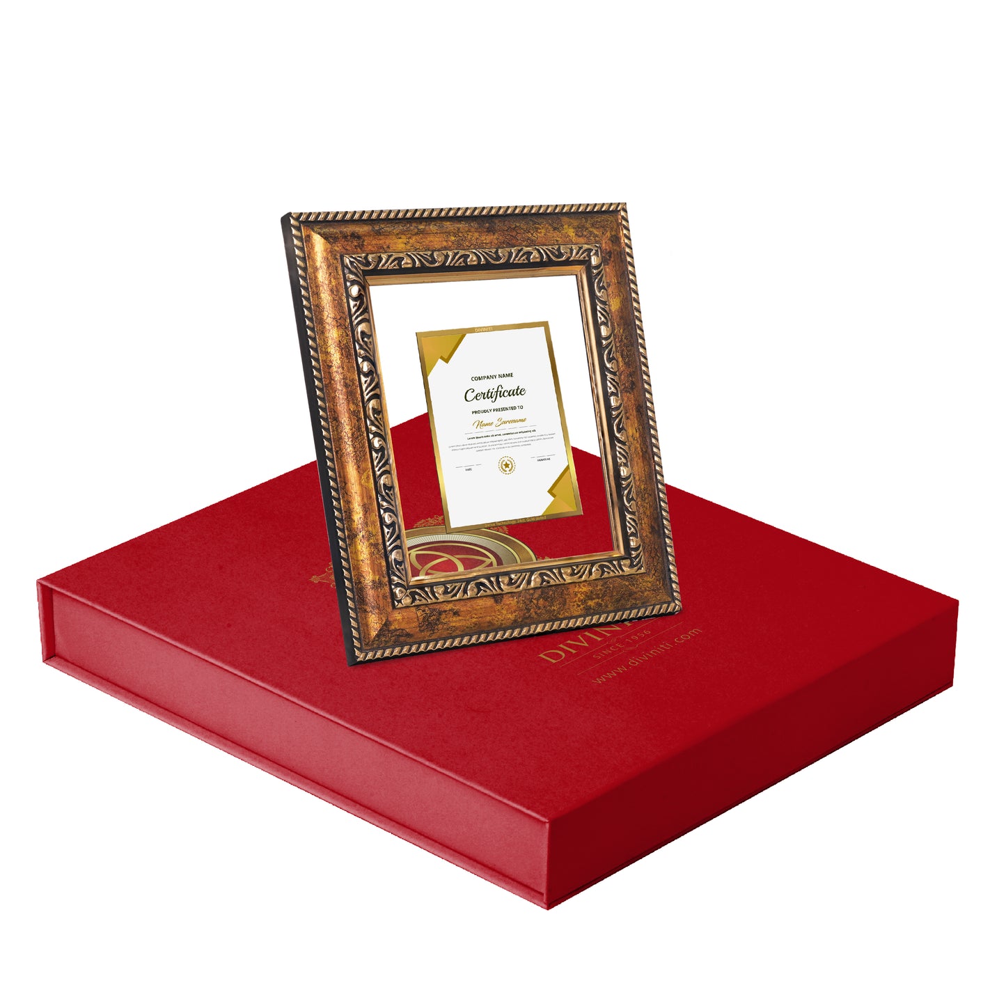 DIVINITI 24K Gold Plated Foil Customized Certificate on Frame DG Frame with Personalized Certificate for Home & Office Decor Academic Success DG 113 Size 1 (17.7x15.9 CM)