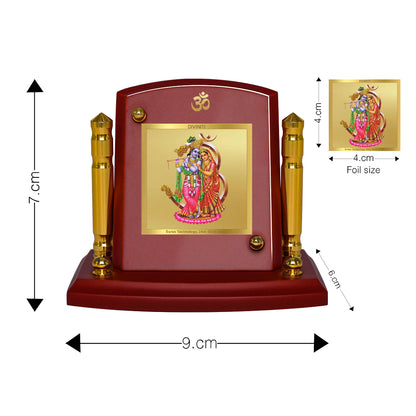 Diviniti 24K Gold Plated Radha Krishna Photo Frame for Car Dashboard, Home Decor, Tabletop, Puja Room, Showpiece and Gift  MDF1BP+ (6.5x5.5 CM)