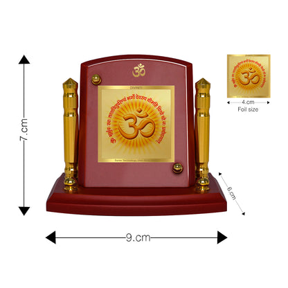 Diviniti 24K Gold Plated Om Gayatri Mantra Photo Frame for Car Dashboard, Home Decor, Tabletop, Puja Room, Showpiece and Gift  MDF1BP+ (6.5x5.5 CM)