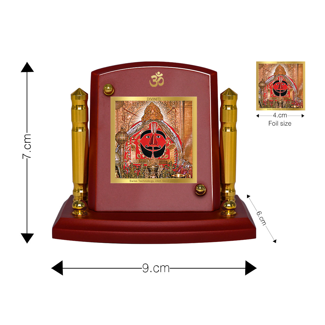 Diviniti 24K Gold Plated Salasar Balaji Photo Frame for Car Dashboard, Home Decor, Tabletop, Puja Room, Showpiece and Gift  MDF1BP+ (6.5x5.5 CM)