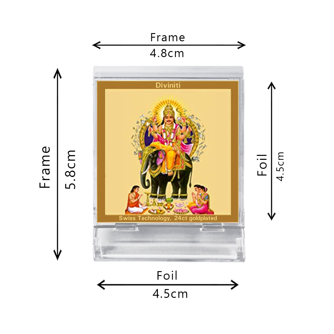 Diviniti 24K Gold Plated Vishwakarma Acrylic Frame for Car Dashboard, Home Decor, Tabletop, Puja Room, Festival Gift ACF3A (5.8x4.8 CM)