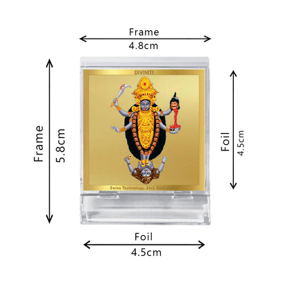 Diviniti 24K Gold Plated Maa Kali Acrylic Frame for Car Dashboard, Home Decor, Tabletop, Puja Room, Festival Gift ACF3A (5.8x4.8 CM)