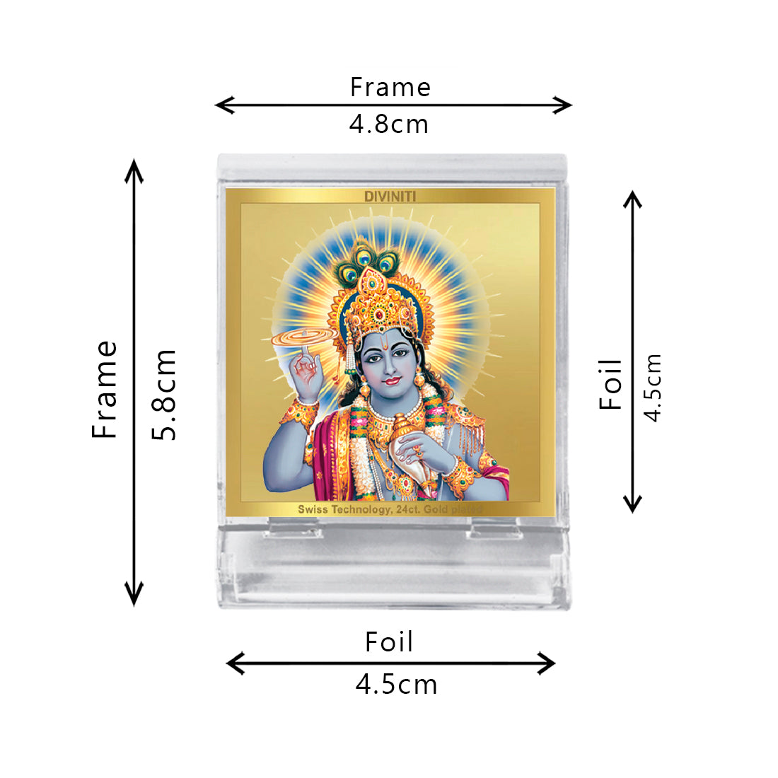 Diviniti 24K Gold Plated Vishnu Acrylic Frame for Car Dashboard, Home Decor, Tabletop, Puja Room, Festival Gift ACF3A (5.8x4.8 CM)