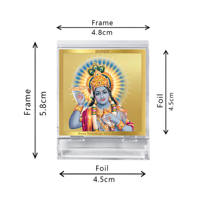 Diviniti 24K Gold Plated Vishnu Acrylic Frame for Car Dashboard, Home Decor, Tabletop, Puja Room, Festival Gift ACF3A (5.8x4.8 CM)