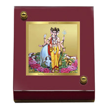 Load image into Gallery viewer, Diviniti 24K Gold Plated Dattatreya Frame For Car Dashboard, Home Decor, Prayer, Gift (5.5 x 6.5 CM)
