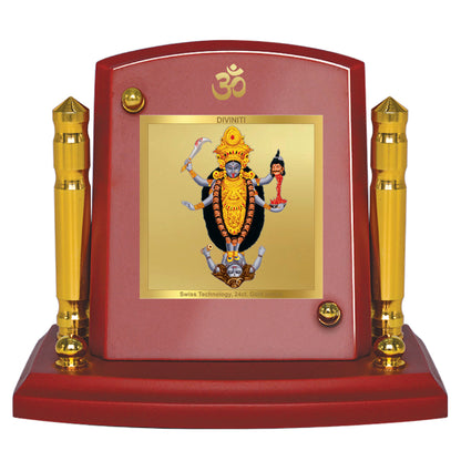 Diviniti 24K Gold Plated Maa Kali Photo Frame for Car Dashboard, Home Decor, Tabletop, Puja Room, Showpiece and Gift  MDF1BP+ (6.5x5.5 CM)