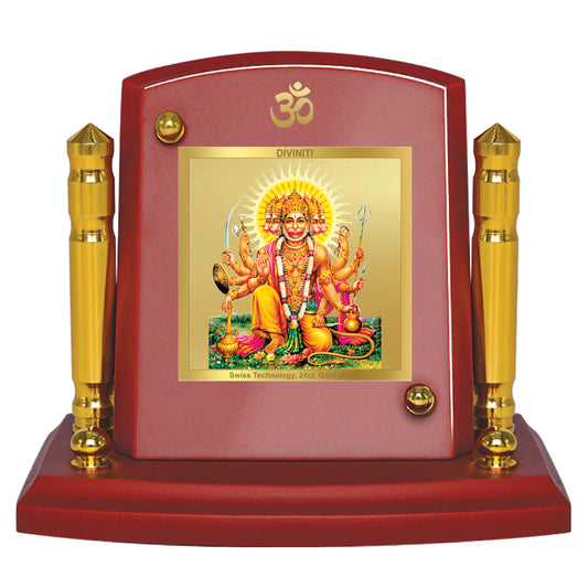 Diviniti 24K Gold Plated Panchmukhi Hanuman Ji Photo Frame for Car Dashboard, Home Decor, Tabletop, Puja Room, Showpiece and Gift  MDF1BP+ (6.5x5.5 CM)