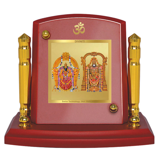 Diviniti 24K Gold Plated Padmavathi Balaji Photo Frame for Car Dashboard, Home Decor, Tabletop, Puja Room, Showpiece and Gift  MDF1BP+ (6.5x5.5 CM)