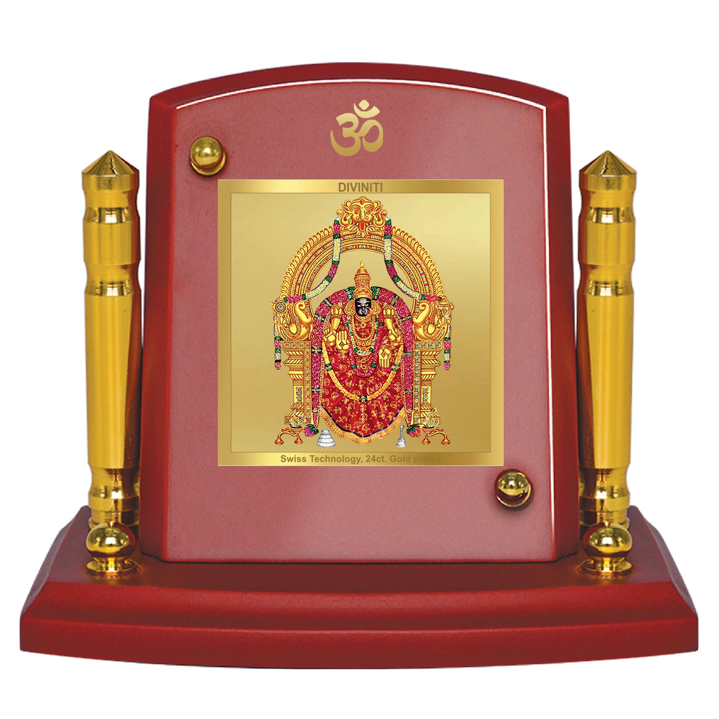 Diviniti 24K Gold Plated Padmavathi Photo Frame for Car Dashboard, Home Decor, Tabletop, Puja Room, Showpiece and Gift  MDF1BP+ (6.5x5.5 CM)