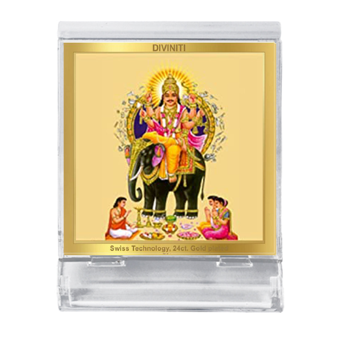 Diviniti 24K Gold Plated Vishwakarma Acrylic Frame for Car Dashboard, Home Decor, Tabletop, Puja Room, Festival Gift ACF3A (5.8x4.8 CM)