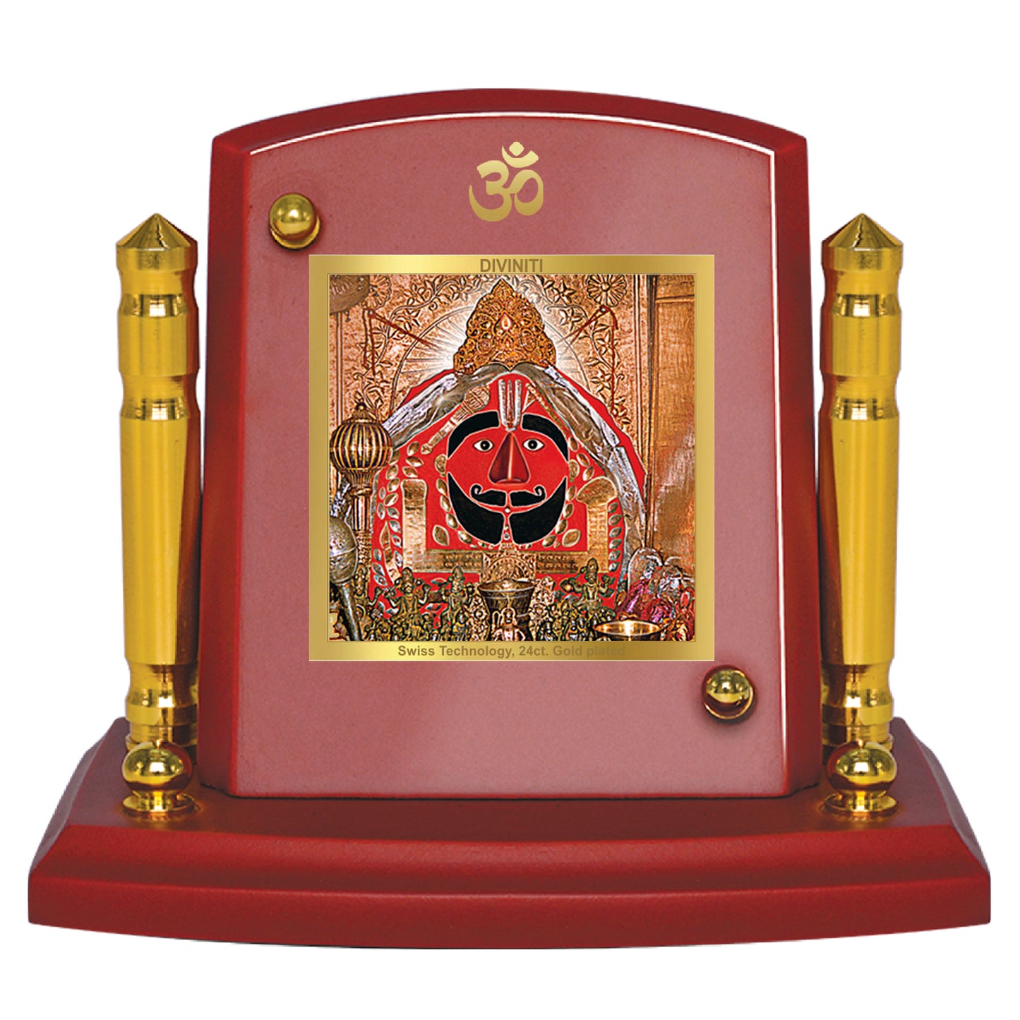 Diviniti 24K Gold Plated Salasar Balaji Photo Frame for Car Dashboard, Home Decor, Tabletop, Puja Room, Showpiece and Gift  MDF1BP+ (6.5x5.5 CM)