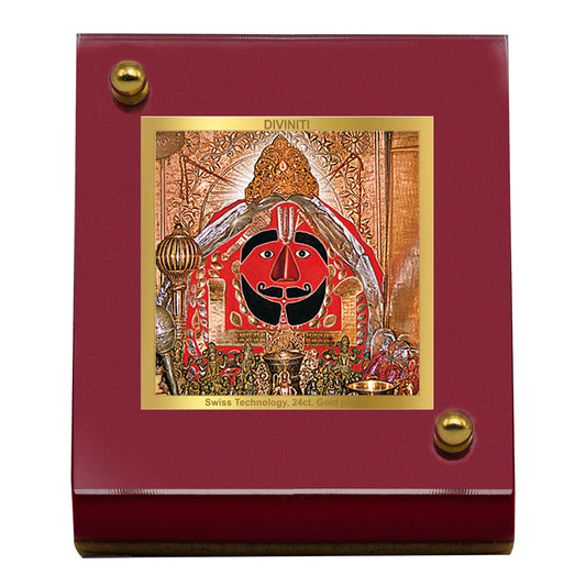 Diviniti 24K Gold Plated Salasar Balaji Frame For Car Dashboard, Home Decor, Table and Puja (6.5 x 5.5 CM)