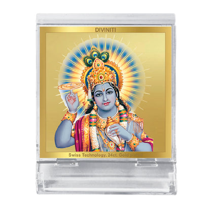 Diviniti 24K Gold Plated Vishnu Acrylic Frame for Car Dashboard, Home Decor, Tabletop, Puja Room, Festival Gift ACF3A (5.8x4.8 CM)