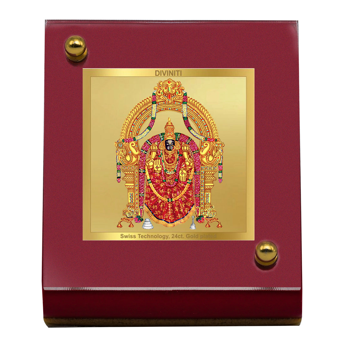 Diviniti 24K Gold Plated Padmavathi Frame For Car Dashboard, Home Decor, Table Top (5.5 x 6.5 CM)