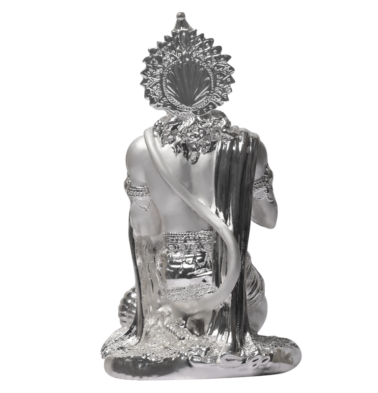 Diviniti Hanuman Idol for Home Decor| 999 Silver Plated Sculpture of Hanuman| Idol for Home, Office, Temple and Table Decoration| Religious Idol For Pooja, Gift