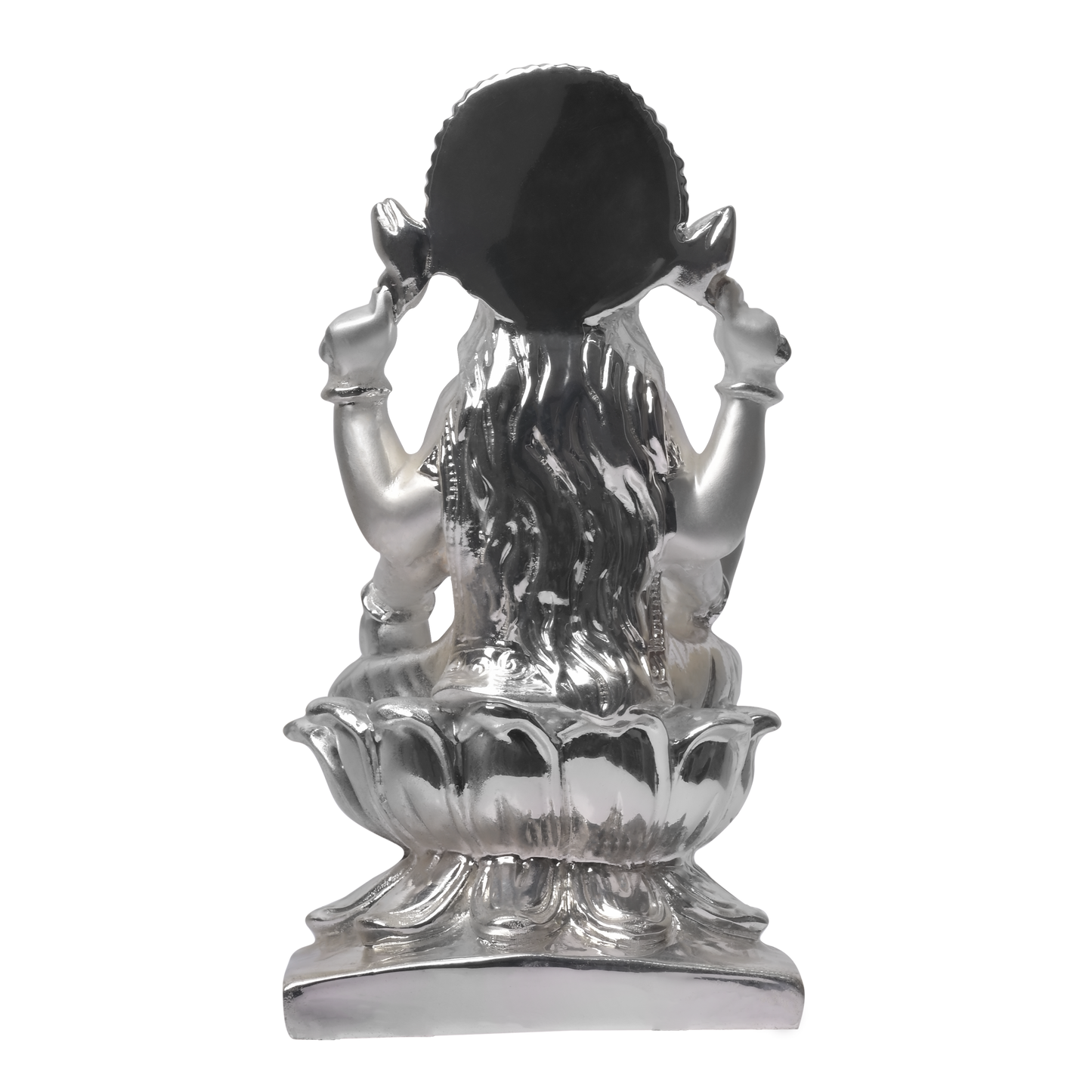 Diviniti Lakshmi Idol for Home Decor| 999 Silver Plated Sculpture of Lakshmi on Square Base| Idol for Home, Office, Temple & Table Decoration| Religious Idol For Prayer, Gift