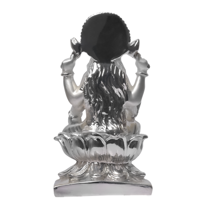 Diviniti Lakshmi Idol for Home Decor| 999 Silver Plated Sculpture of Lakshmi on Square Base| Idol for Home, Office, Temple & Table Decoration| Religious Idol For Prayer, Gift