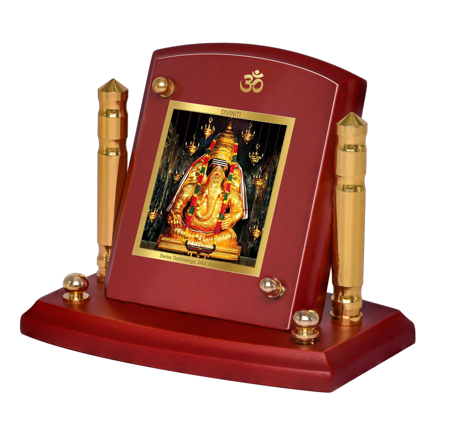 Diviniti 24K Gold Plated Ayyappan Ji Photo Frame for Car Dashboard, Home Decor, Tabletop, Puja Room, Showpiece and Gift  MDF1BP+ (6.5x5.5 CM)