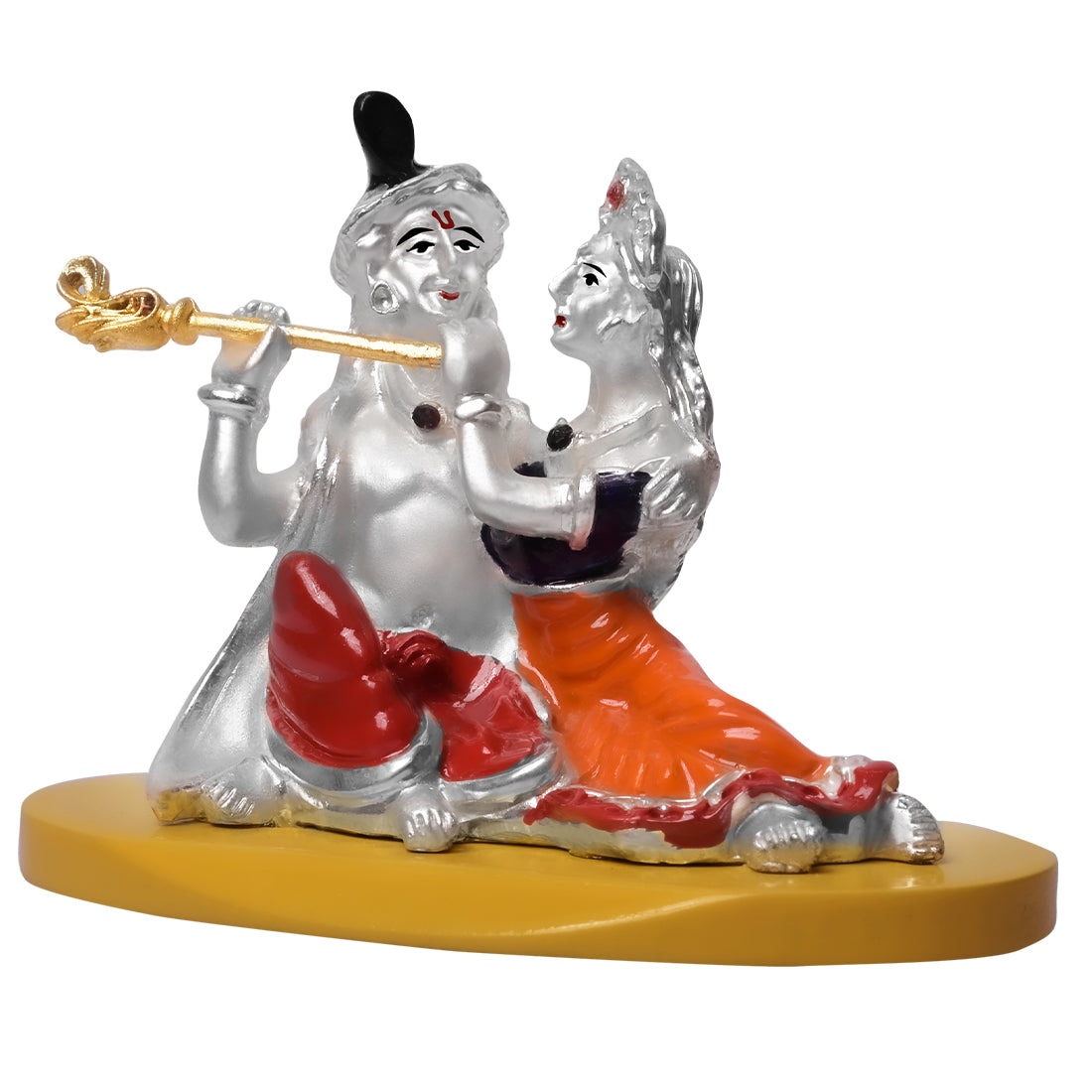 Silver & Gold Plated Radha Krishna Idol with Cow for Home Temple Gift 11 x  9 Cm | eBay