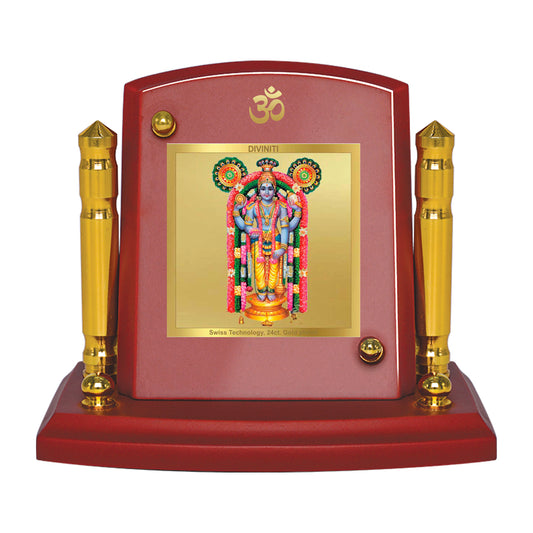 Diviniti 24K Gold Plated Guruvayurappan Photo Frame for Car Dashboard, Home Decor, Tabletop, Puja Room, Showpiece and Gift  MDF1BP+ (6.5x5.5 CM)